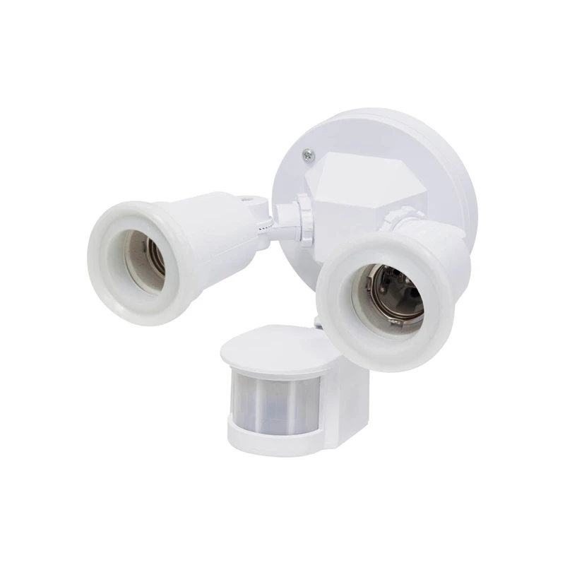 [50] PORTALAMPARA DOBLE C/SENSOR DE MOVIMIENTO 75W 50 SANELEC