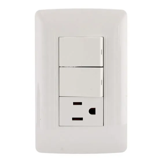 [4524] PLACA TOSCANA CONTACTO Y APAGADOR DOBLE 4524 SANELEC