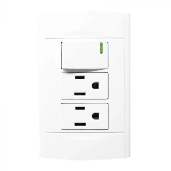 [4533] PLACA ROMA APAGADOR Y CONTACTO DOBLE SANELEC