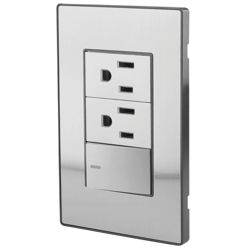 [4629] PLACA CORDOBA APAGADOR ESCALERA Y CONTACTO DOBLE 4629 SANELEC