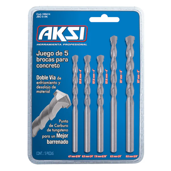 JUEGO 5 PCS DE BROCAS PARA CONCRETO AKSI