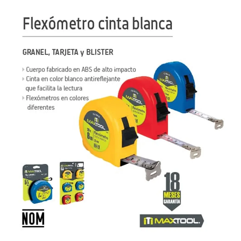 FLEXOMETRO DE 3 MTS COLOR ROJO AKSI
