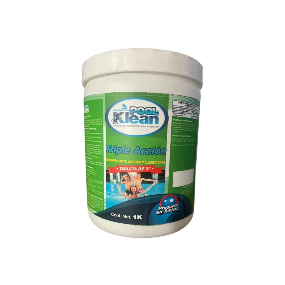 [A-0019] TRICLORO TABLETA 3" BOTE 1KG TRIPLE ACCION POOLKLEAN