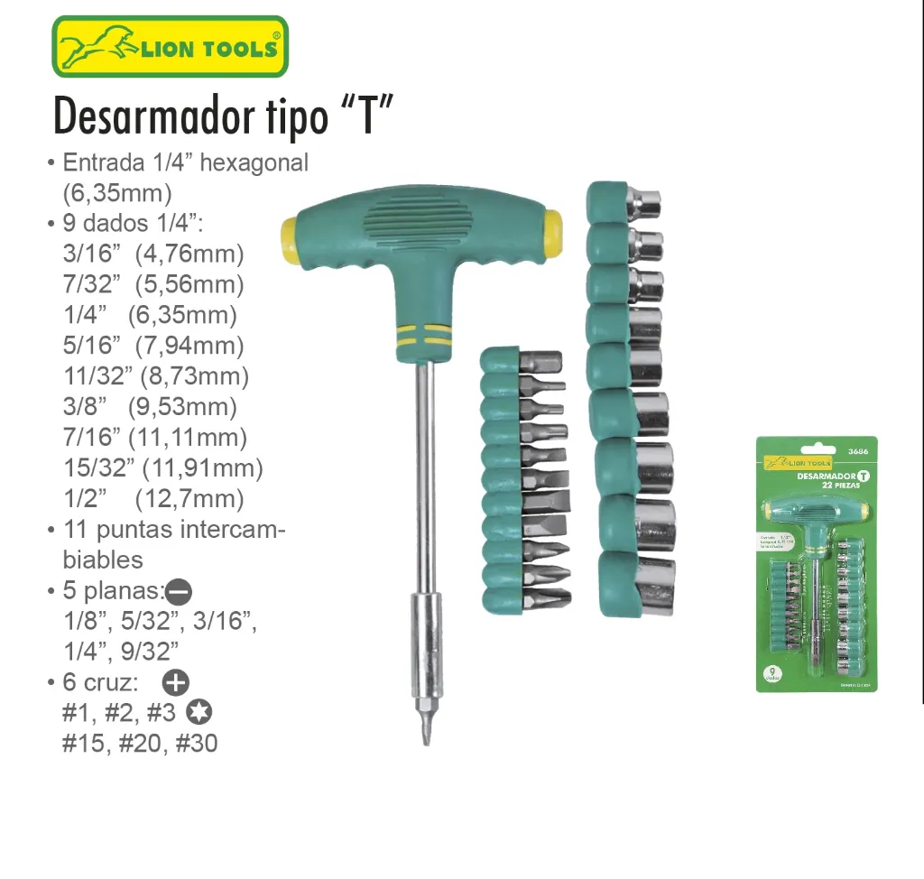 [3686L] DESARMADOR TIPO "T" LION TOOLS